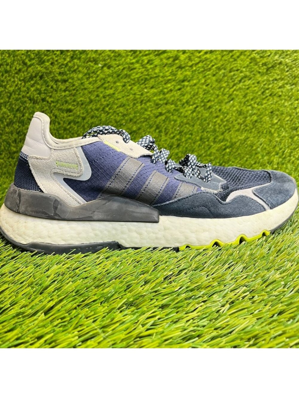 Adidas Nite Jogger Mens Size 8.5 Blue White Athletic Running Shoes Sneakers